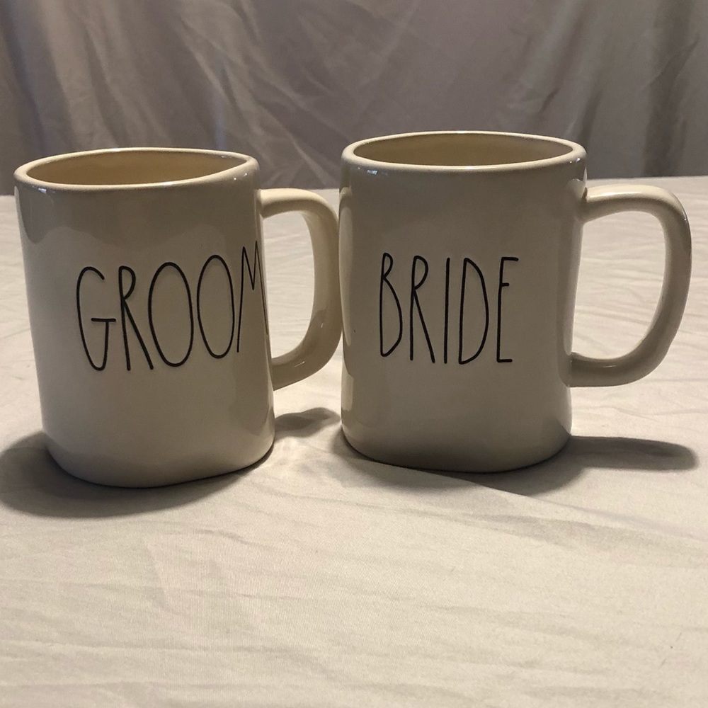 Rae Dunn Artisan Collection bride and groom mugs